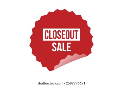 Closeout sale red ribbon label banner.