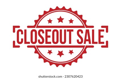 Closeout sale Red Rubber Stamp vector design.