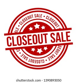 Closeout Sale Round red Stamp. Eps10 Vector Badge.