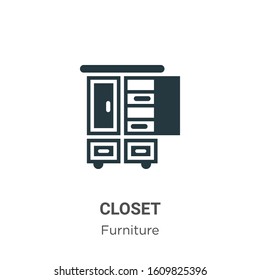 Closet glyph icon vector on white background. Flat vector closet icon symbol sign from modern furniture collection for mobile concept and web apps design.
