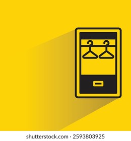 closet and hanger icon with drop shadow on yellow background