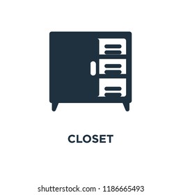Closet icon. Black filled vector illustration. Closet symbol on white background. Can be used in web and mobile.