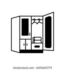 Ícone de armário limpo e ilustração vetorial moderna