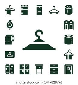 closet icon set. 17 filled closet icons.  Simple modern icons about  - Hanger, Urinal, Toilet paper, Clothing hanger, Dressing room, Lockers, Urine, Locker, Nightstand, Cabinet