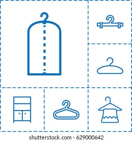 Closet icon. set of 6 closet outline icons such as hanger, clothes on hanger