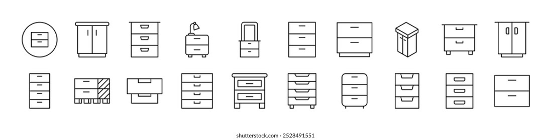 Conjunto de iconos de armario para UI, carteles, libros, App. Trazo Editable. Conveniente para los Sitios web, libros, tarjetas, App 