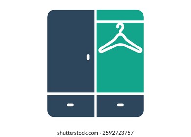 Closet icon. solid icon style. icon related to furniture. furniture elements vector illustration