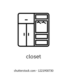 closet icon. Trendy modern flat linear vector closet icon on white background from thin line Furniture and household collection, outline vector illustration