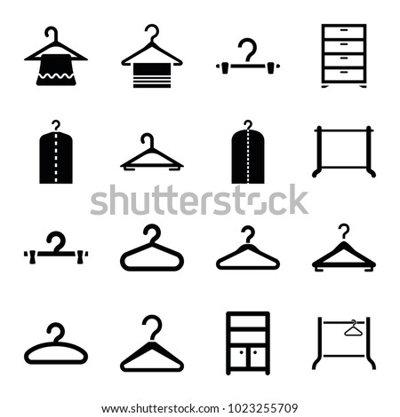 Closet icons. set of 16 editable filled closet icons such as hanger, clothes on hanger