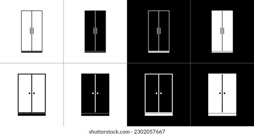 Closet icons set. Vector illustration. Isolated on black and white background