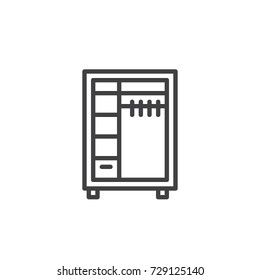 Closet line icon, outline vector sign, linear style pictogram isolated on white. Wardrobe symbol, logo illustration. Editable stroke