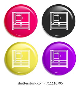 Closet multi color glossy badge icon set. Realistic shiny badge icon or logo mockup