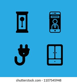 closet, plug, clock and smartphone icons vector in sample icon set for web and graphic design