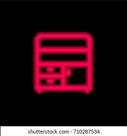 Closet red glowing neon ui ux icon. Glowing sign logo vector