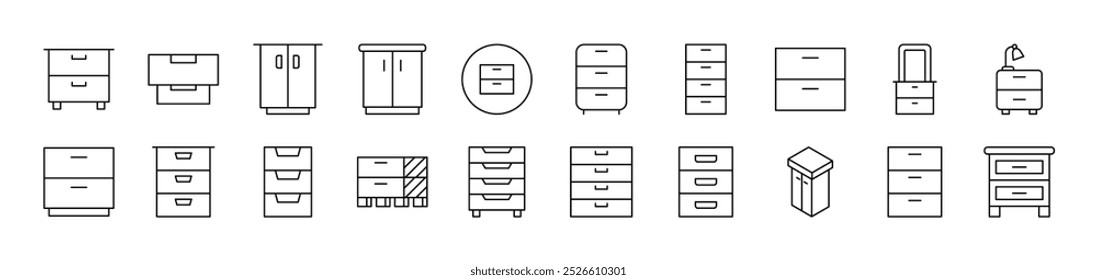 Closet Set of Thin Icons. Editable Stroke. Suitable for Web Sites, Books, Cards, Apps 