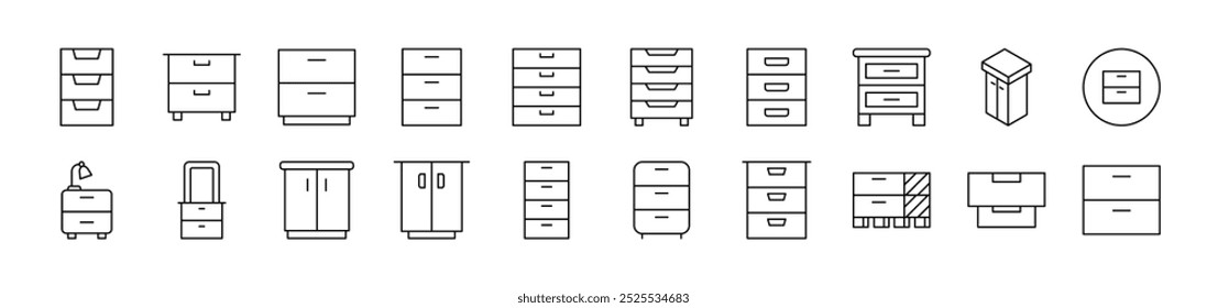 Closet Simple Isolated Line Icons Collection. Editable Stroke. Suitable for Web Sites, Books, Cards, Apps 