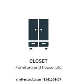 Closet vector icon on white background. Flat vector closet icon symbol sign from modern furniture and household collection for mobile concept and web apps design.