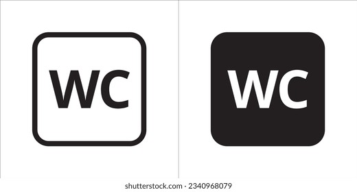 Vektorsymbol im Schrank. Wasserklappen-Schild. WC-Symbol. In quadratischen Formen, Vektorgrafik. Schwarz-Weiß-Farbe