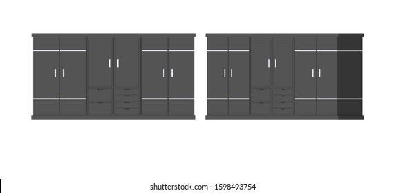 Closet wardrobe design in flat cartoon style