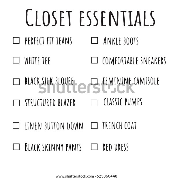 Closet Wardrobe Essentials List Stock Vector Royalty Free 623860448