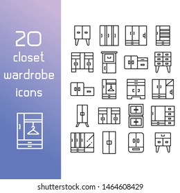 closet and wardrobe icons line design