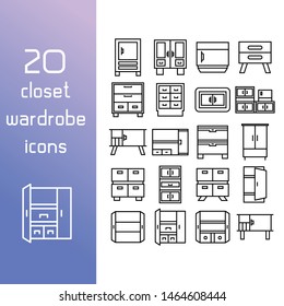 closet and wardrobe icons line design