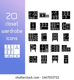 closet and wardrobe icons set