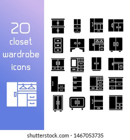 closet and wardrobe icons set