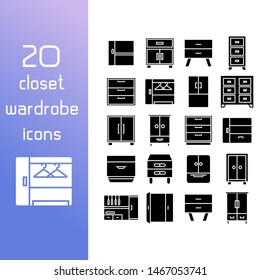 closet and wardrobe icons set