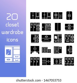 closet and wardrobe icons set