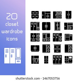 closet and wardrobe icons set