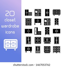 closet and wardrobe icons set