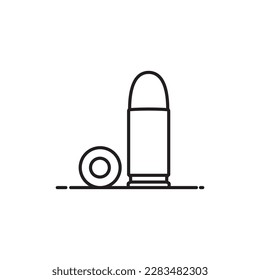 primer plano de un vector de bala de 9 mm sobre el fondo de la luz. ilustración caricaturista