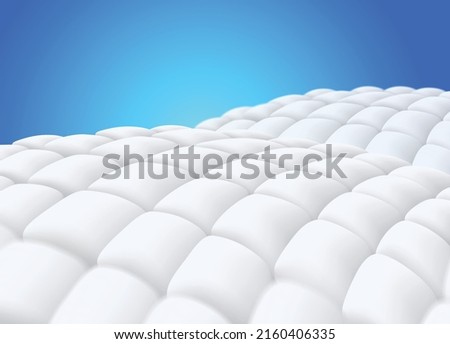 Close-up absorbent fabric fiber sheet on blue background. Realistic EPS file.