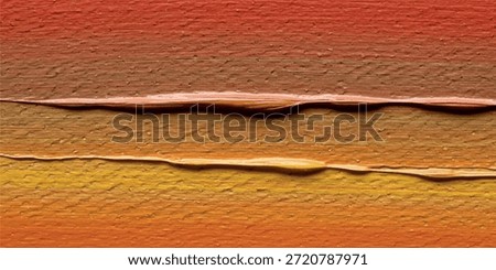 Close-up of an abstract acrylic painting featuring a gradient of warm colors from orange to yellow, with visible textured brushstrokes creating horizontal lines and a tactile surface.