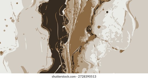 Close-up de arte fluida abstrata, mostrando formas orgânicas e texturas em tons de terra.