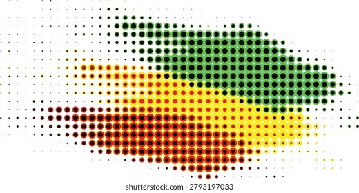 Close-up of abstract halftone dots pattern featuring green yellow and red colors