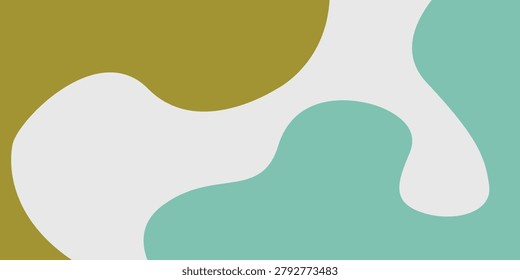 Close-up of abstract organic shapes with smooth curves in muted green and beige colors