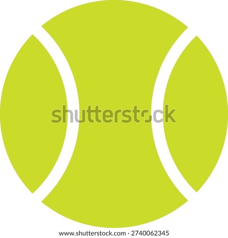 Closeup abstract view of a bright yellowgreen tennis ball graphic with white curved seams isolated on transparent background