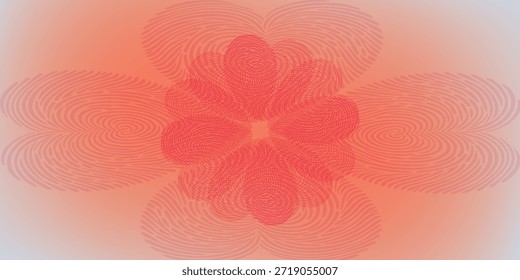 Vista abstracta de primer plano de una forma floral en tonos de coral y melocotón.