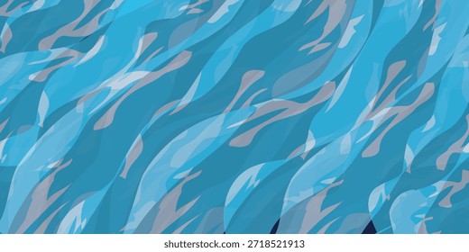 Una vista abstracta de primer plano de líneas onduladas azules y blancas que fluyen creando un patrón dinámico.