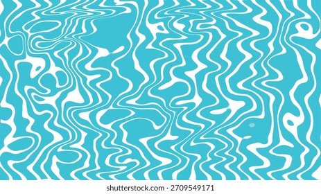 Eine abstrakte Nahaufnahme einer rauschenden Wasseroberfläche, mit wirbelnden Mustern in Cyan und Weiß.