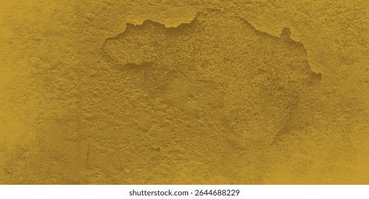 Close-up da superfície de gesso envelhecido em amarelo dourado rico exibindo rachaduras finas e bordas gastas

