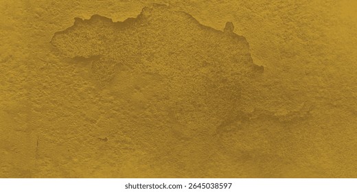 Close-up of aged plaster surface in rich golden yellow exhibiting fine cracks and worn edges

