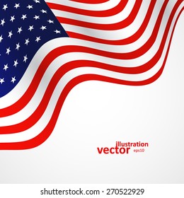 Closeup of American flag on white background, vector illustration eps10