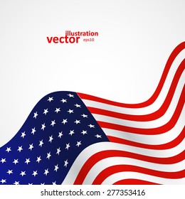 Closeup of American flag on white background, vector illustration eps10