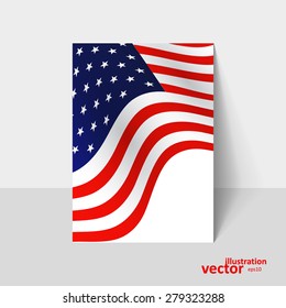 Closeup of American flag on white background, vector illustration eps10