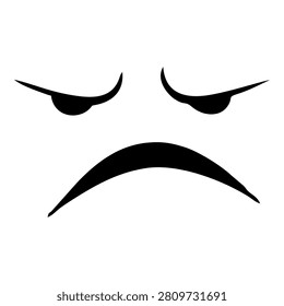 Close-up of an angry face showing frowning eyes and a downturned mouth, conveying frustration or displeasure.