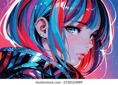 Closeup Anime Portrait of a Detailed Woman Illustration