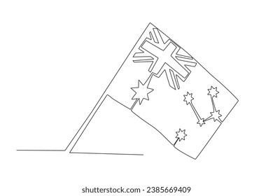 Close-up of the Australian flag. Australia day one-line drawing